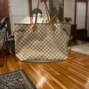 Checkered Tote Bag - Cream and Tan